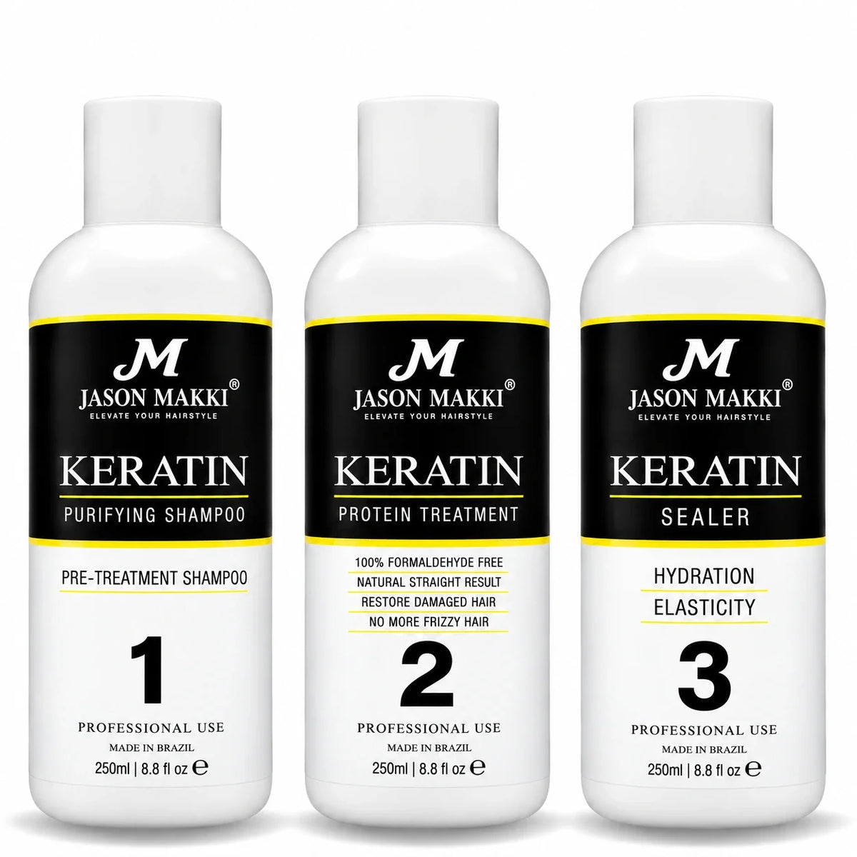 Jason Makki at-home keratin treatment bundle — 3-step formaldehyde-free hair straightening kit
