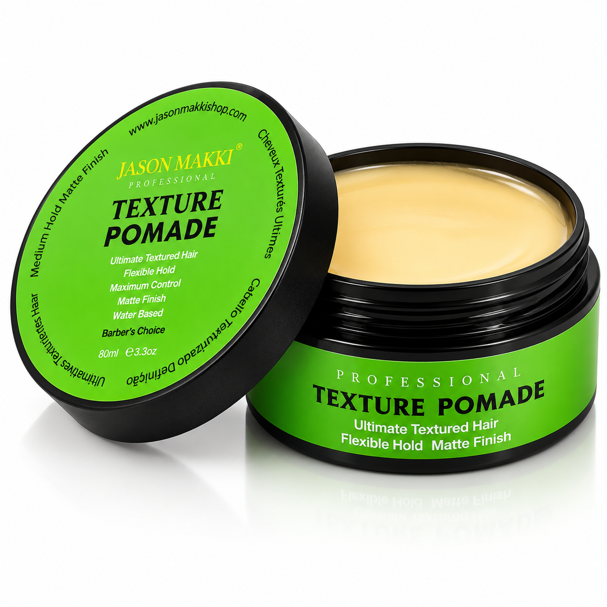 Jason Makki Textured Pomade for men — flexible hold matte finish 80ml jar