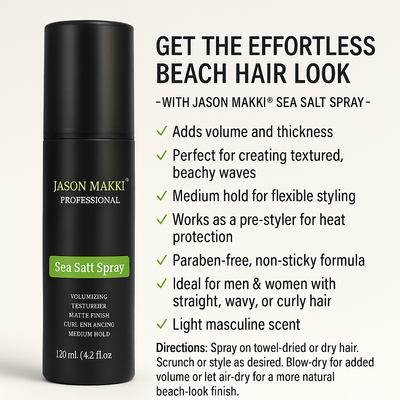 Jason Makki Sea Salt Spray for Men & Women – 120ml - Volumizing Texturizer Curl Enhancing