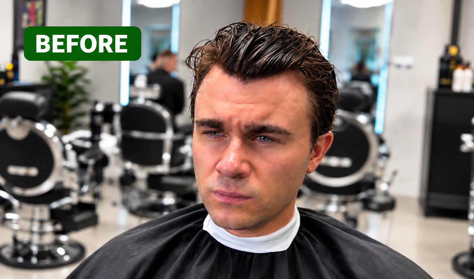 Men's hair before styling with JASON MAKKI Sea Salt Spray