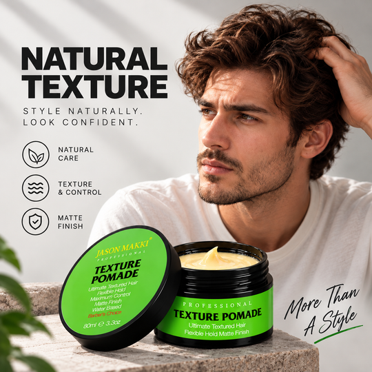 JASON MAKKI Textured Pomade – Flexible Semi-Strong Hold, Non-Greasy Finish