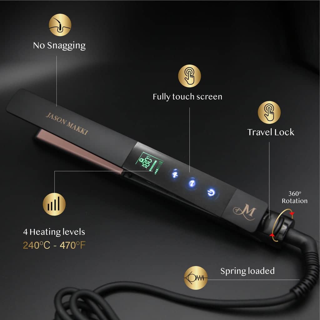 Features of slim touchscreen flat hair iron